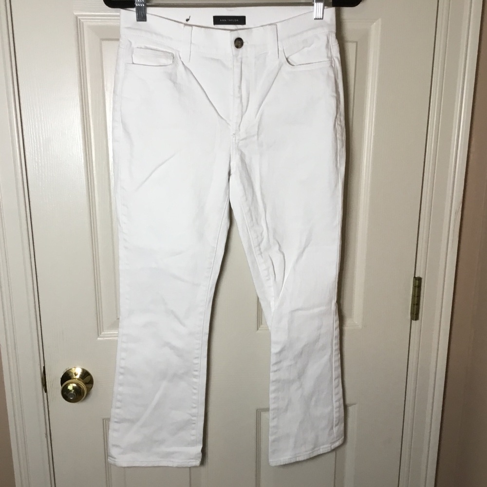 Ann Taylor Kick Crop Modern Fit White Jeans - 4